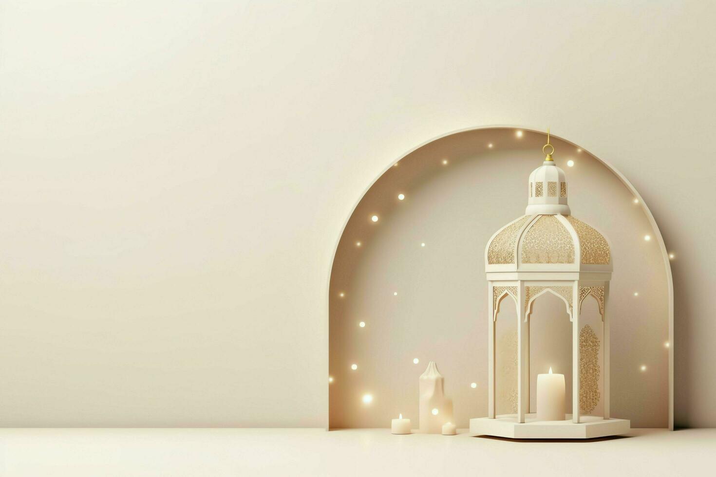 Eid mubarak and ramadan kareem greetings with islamic lantern and mosque. Eid al fitr background. Eid al fitr background of window concept by AI Generated photo