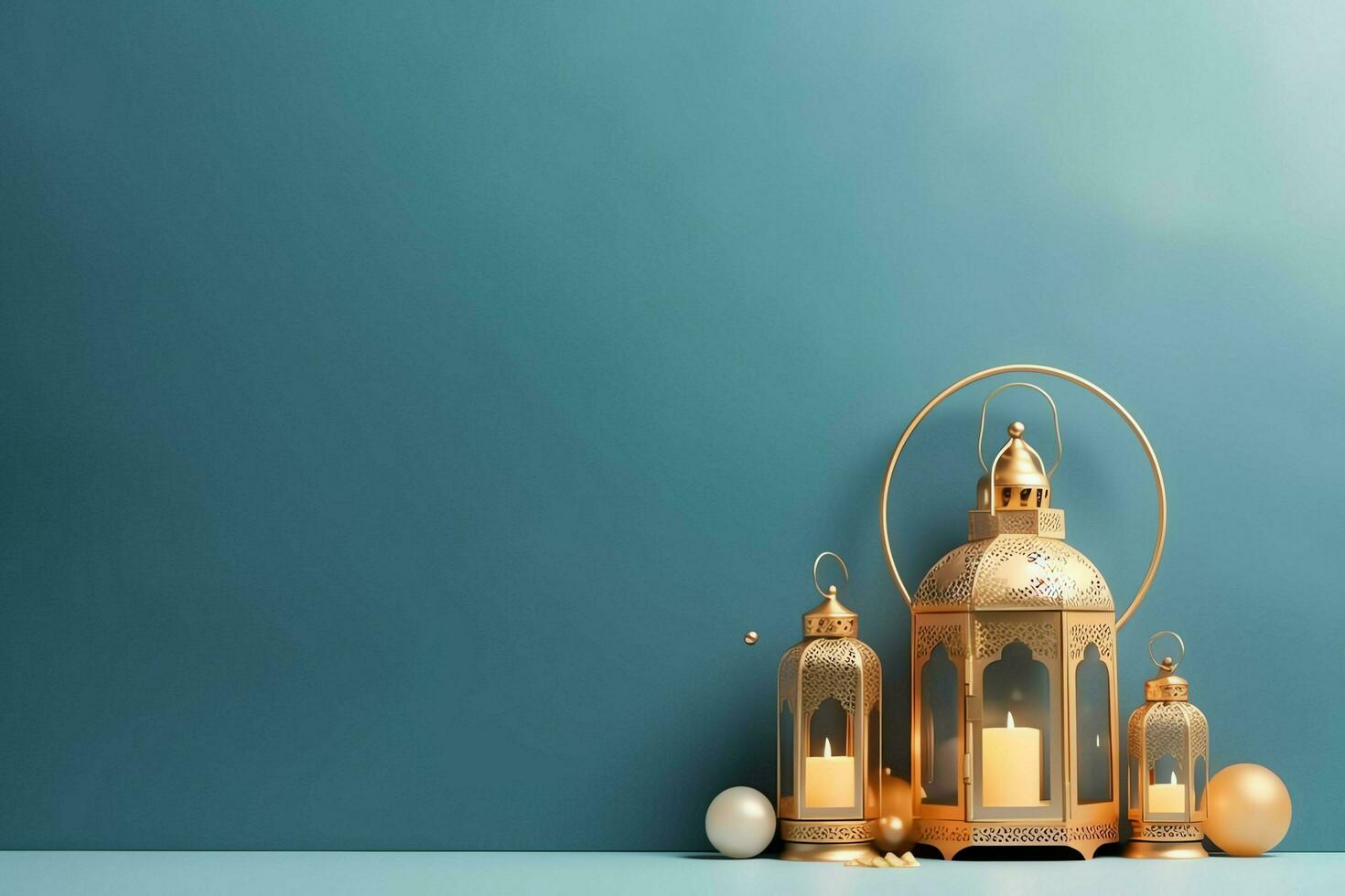 Eid mubarak and ramadan kareem greetings with islamic lantern and mosque. Eid al fitr background. Eid al fitr background of window concept by AI Generated photo