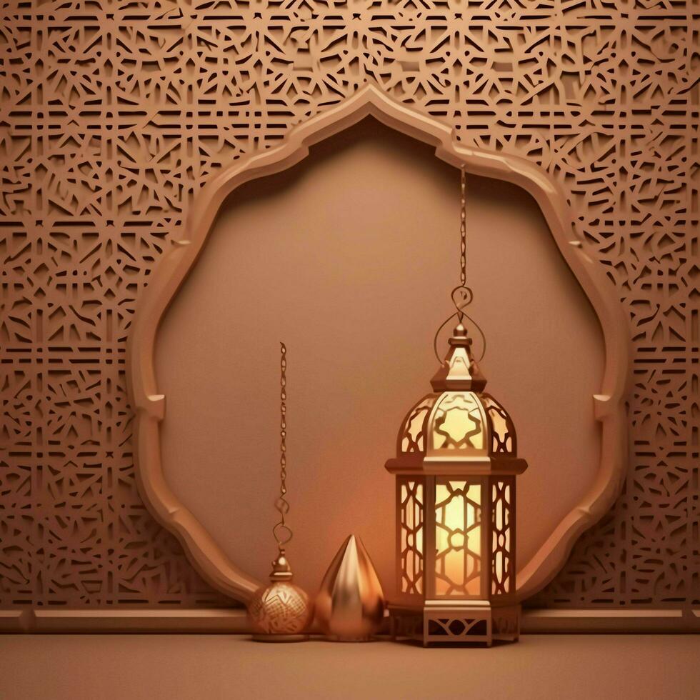 Eid mubarak and ramadan kareem greetings with islamic lantern and mosque. Eid al fitr background. Eid al fitr background of window concept by AI Generated photo