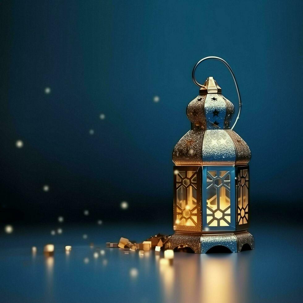 Eid mubarak and ramadan kareem greetings with islamic lantern and mosque. Eid al fitr background. Eid al fitr background of window concept by AI Generated photo