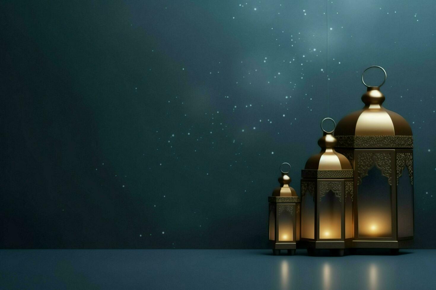 Eid mubarak and ramadan kareem greetings with islamic lantern and mosque. Eid al fitr background. Eid al fitr background of window concept by AI Generated photo