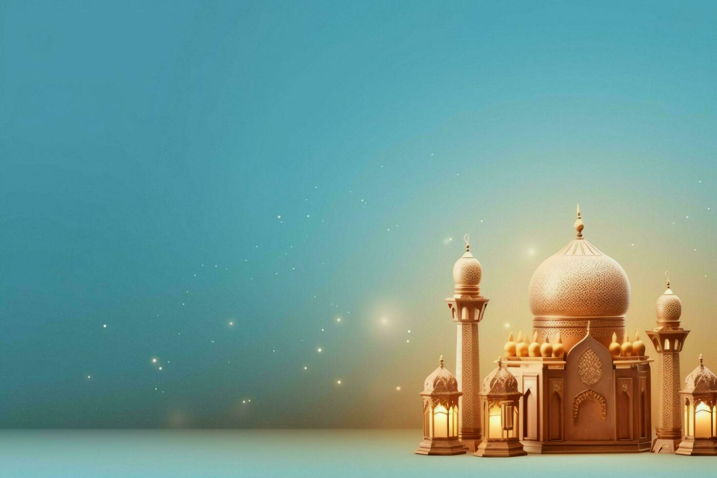 Eid mubarak and ramadan kareem greetings with islamic lantern and mosque. Eid al fitr background. Eid al fitr background of window concept by AI Generated photo