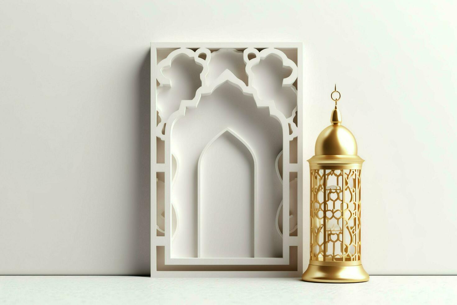 Eid mubarak and ramadan kareem greetings with islamic lantern and mosque. Eid al fitr background. Eid al fitr background of window concept by AI Generated photo