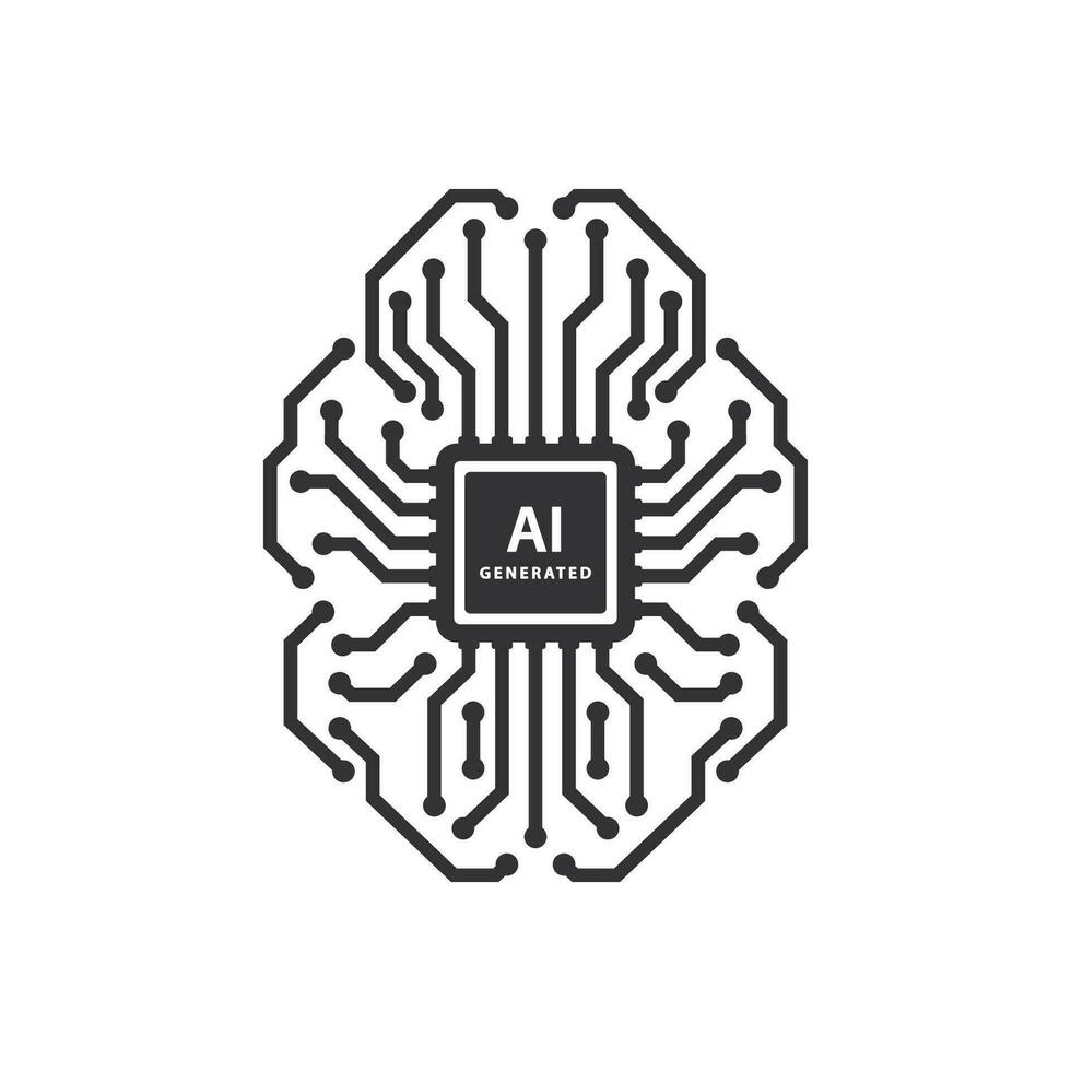 Brain circuit board logo, artificial intelligence technology chip design concept vector