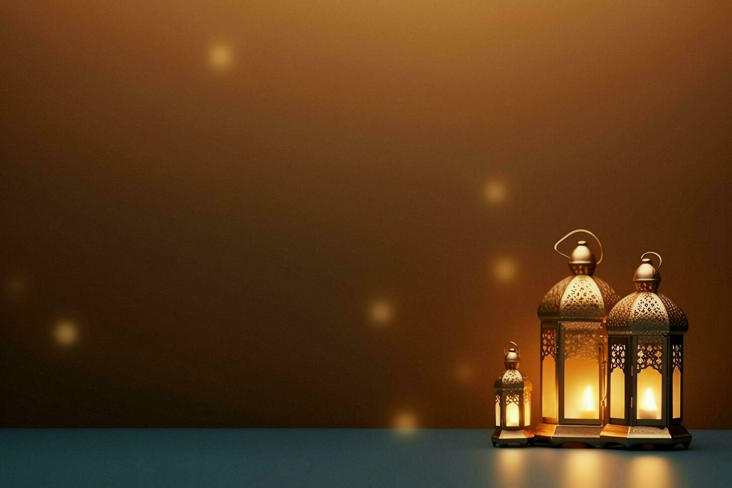 Eid mubarak and ramadan kareem greetings with islamic lantern and mosque. Eid al fitr background. Eid al fitr background of window concept by AI Generated photo