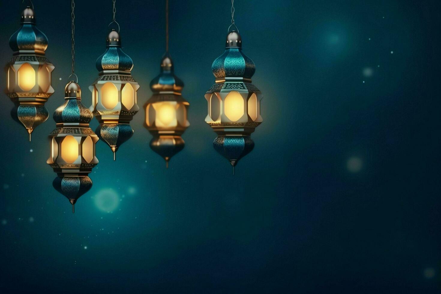 Eid mubarak and ramadan kareem greetings with islamic lantern and mosque. Eid al fitr background. Eid al fitr background of window concept by AI Generated photo