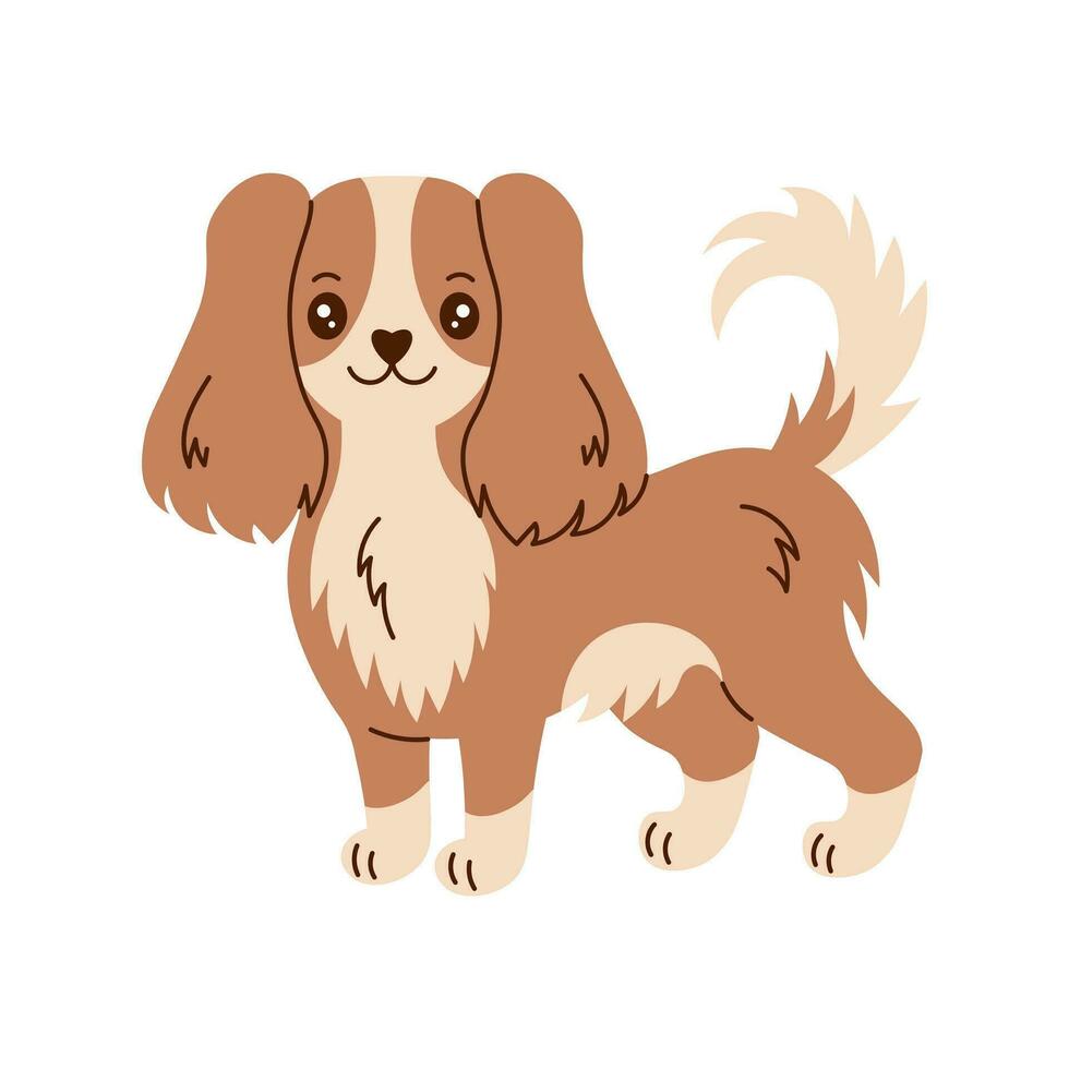 Cute spaniel dog vector illustration in cartoon style
