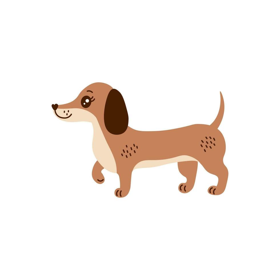 Cute dachshund vector illustration in cartoon style