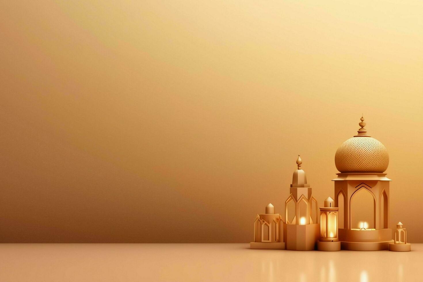 Eid mubarak and ramadan kareem greetings with islamic lantern and mosque. Eid al fitr background. Eid al fitr background of window concept by AI Generated photo