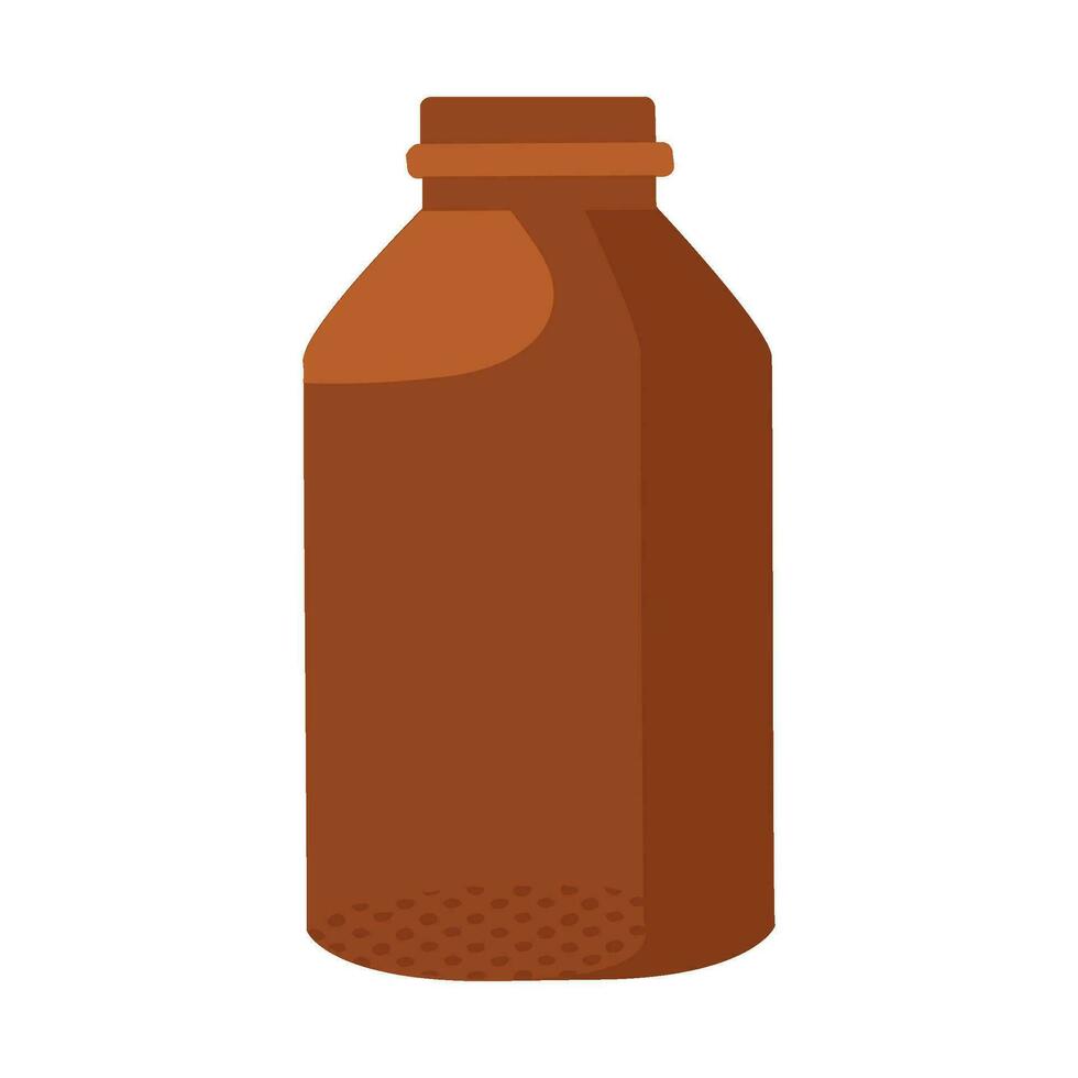 Flat Brown Glass Waste Container For Tablets Icon vector
