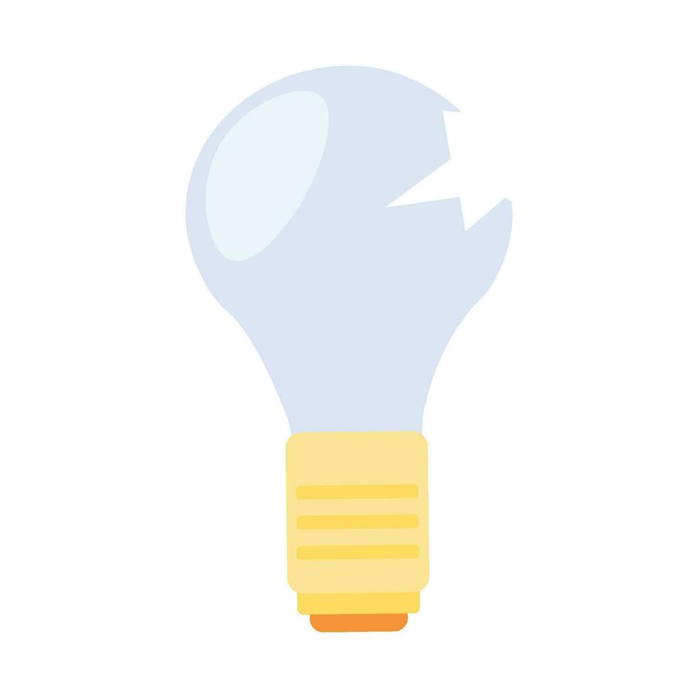 Flat Glass Waste Broken Light Bulb Socket Icon vector