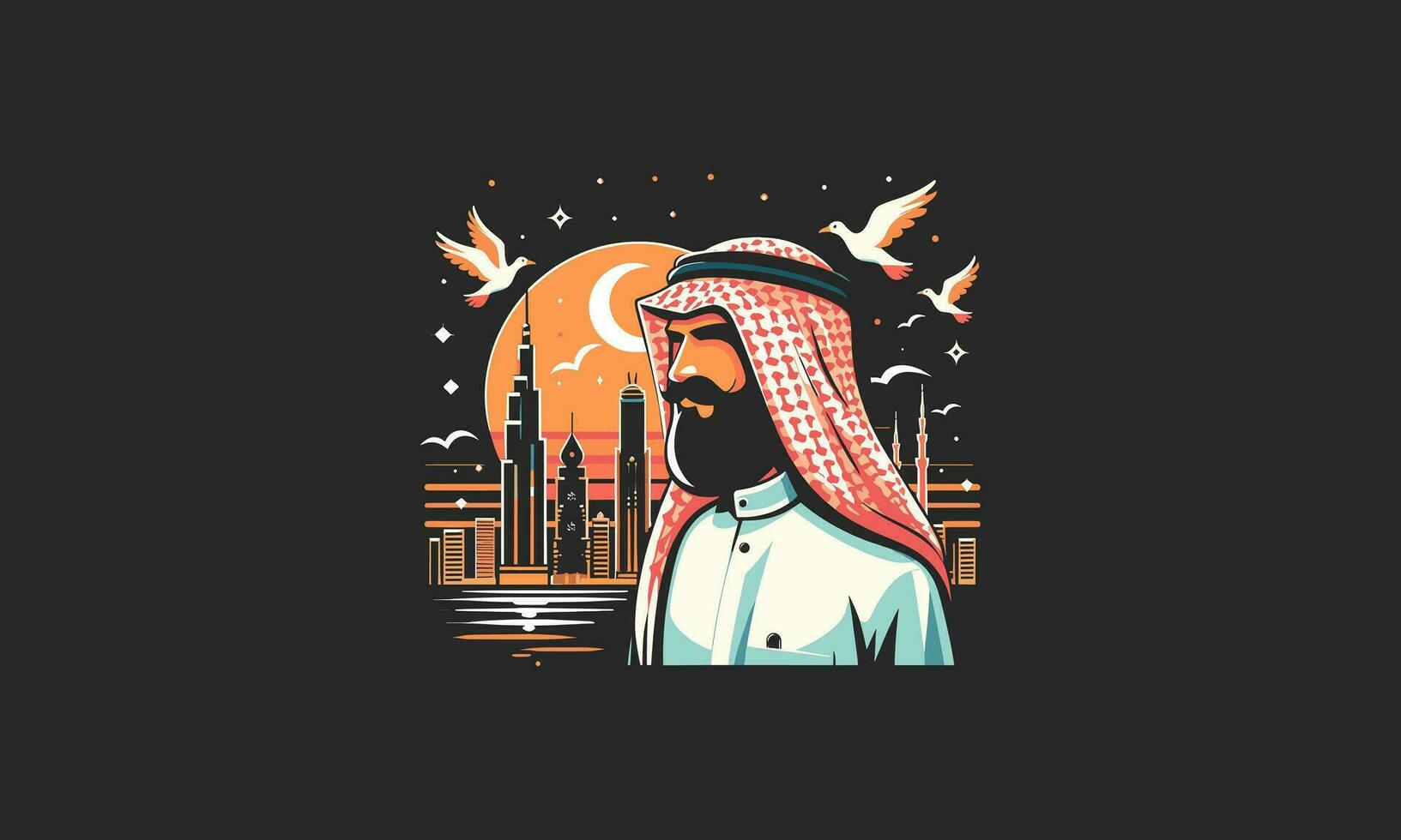 hombre saudi arabia vector ilustración plano diseño