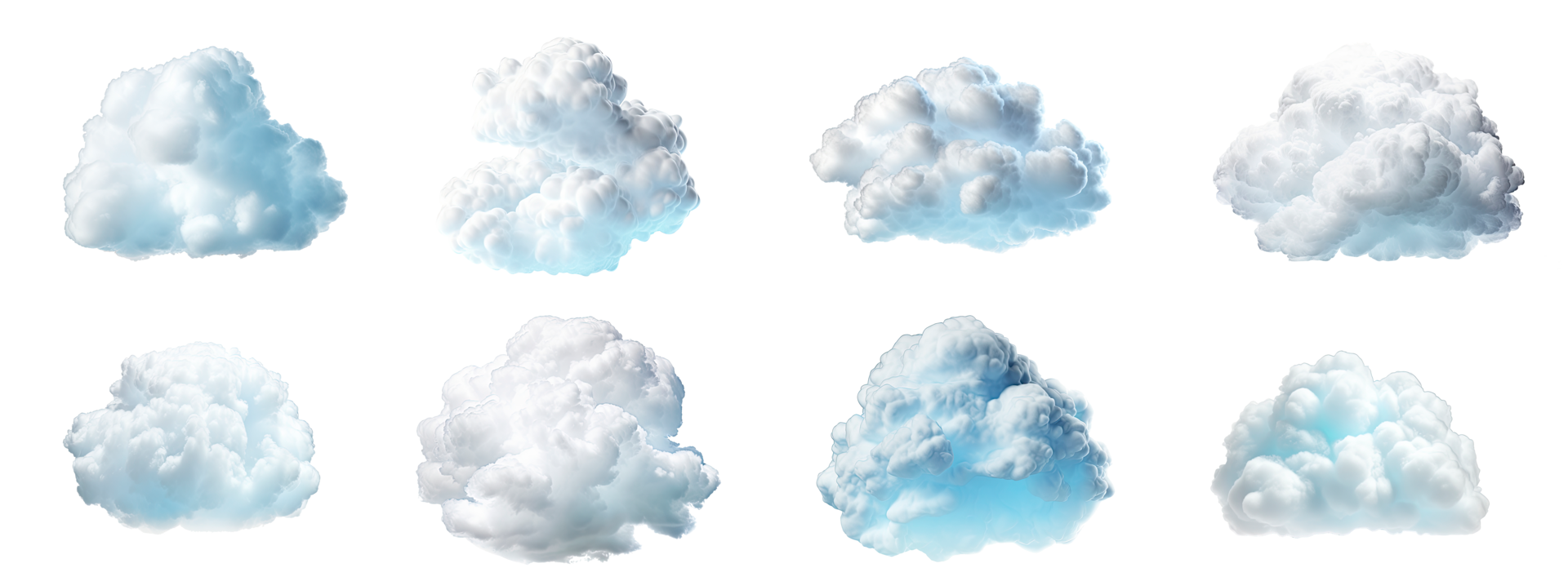 AI generated Set of cloud isolated on transparent background. png