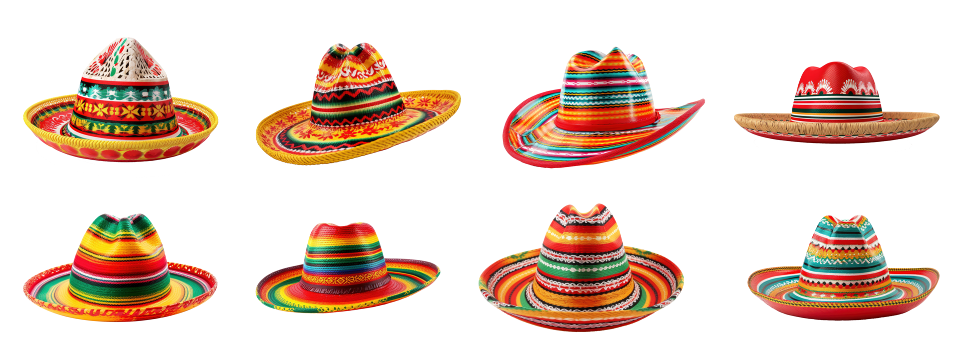 AI generated Set of Cinco De Mayo hat isolated on transparent background. png