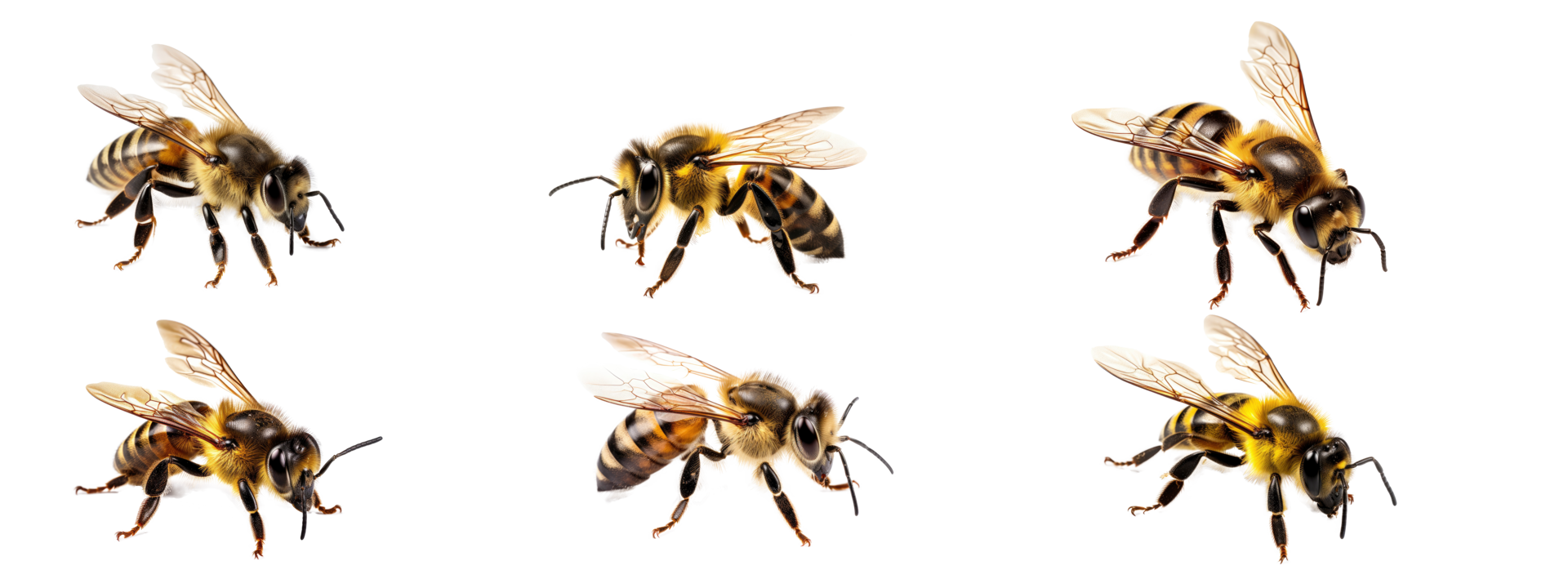 AI generated Set of bee isolated on a transparent background. png