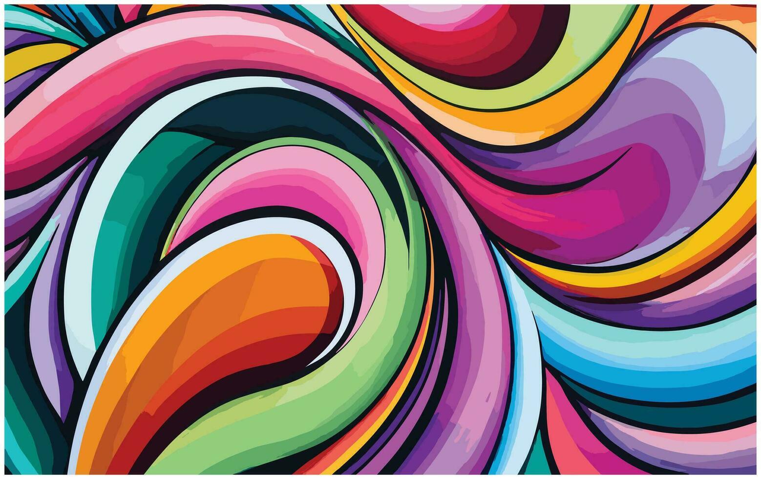 abstract colorful background with swirls and lines in retro style, vector illustration