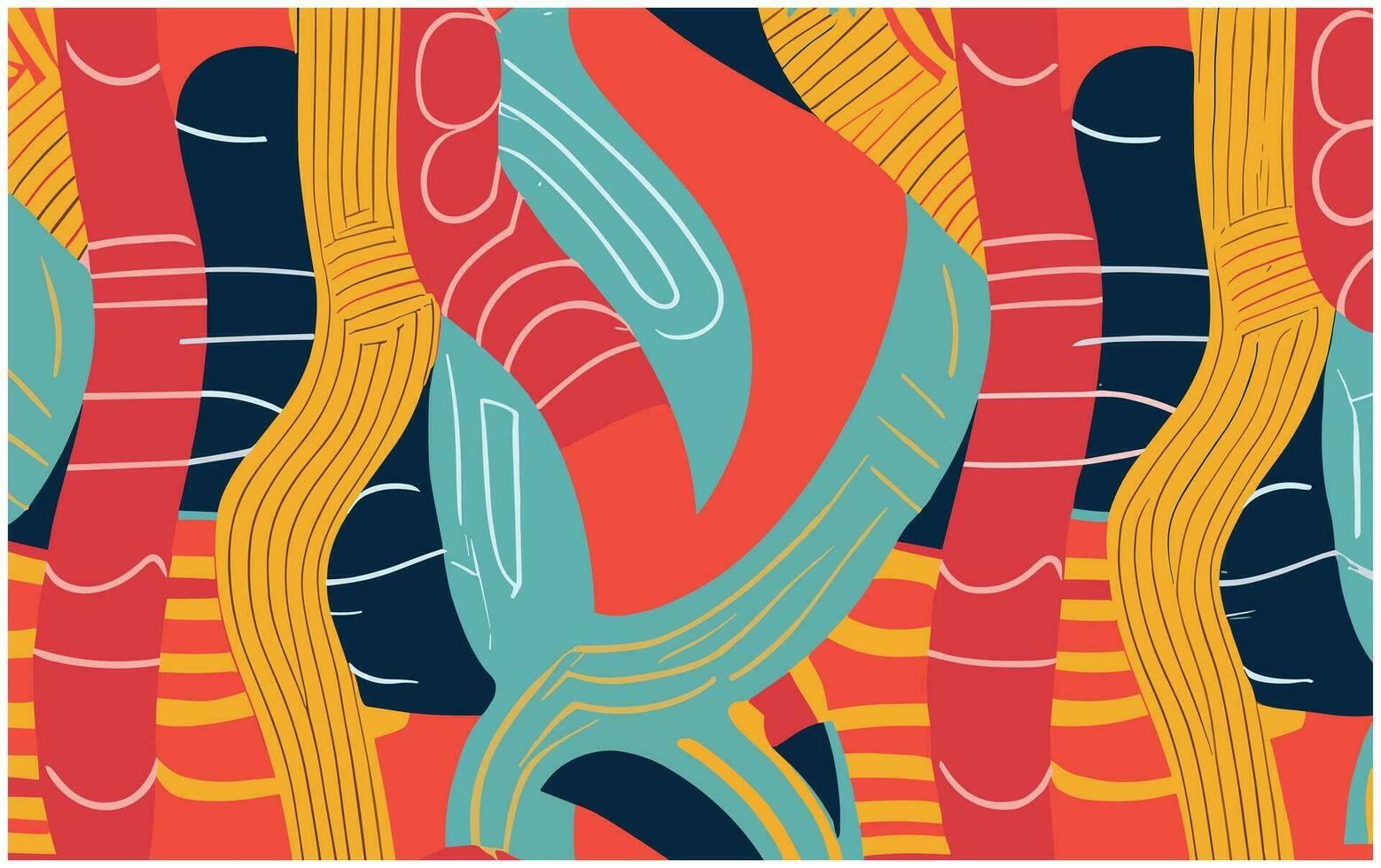 abstract colorful background with swirls and lines in retro style, vector illustration