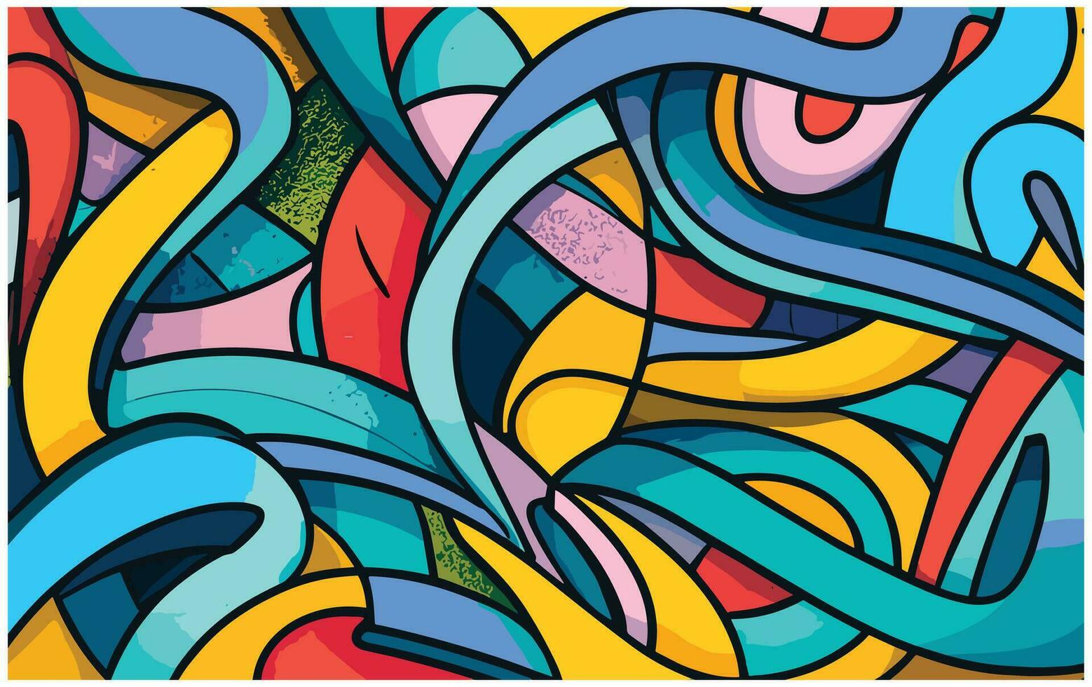abstract colorful background with swirls and lines in retro style, vector illustration