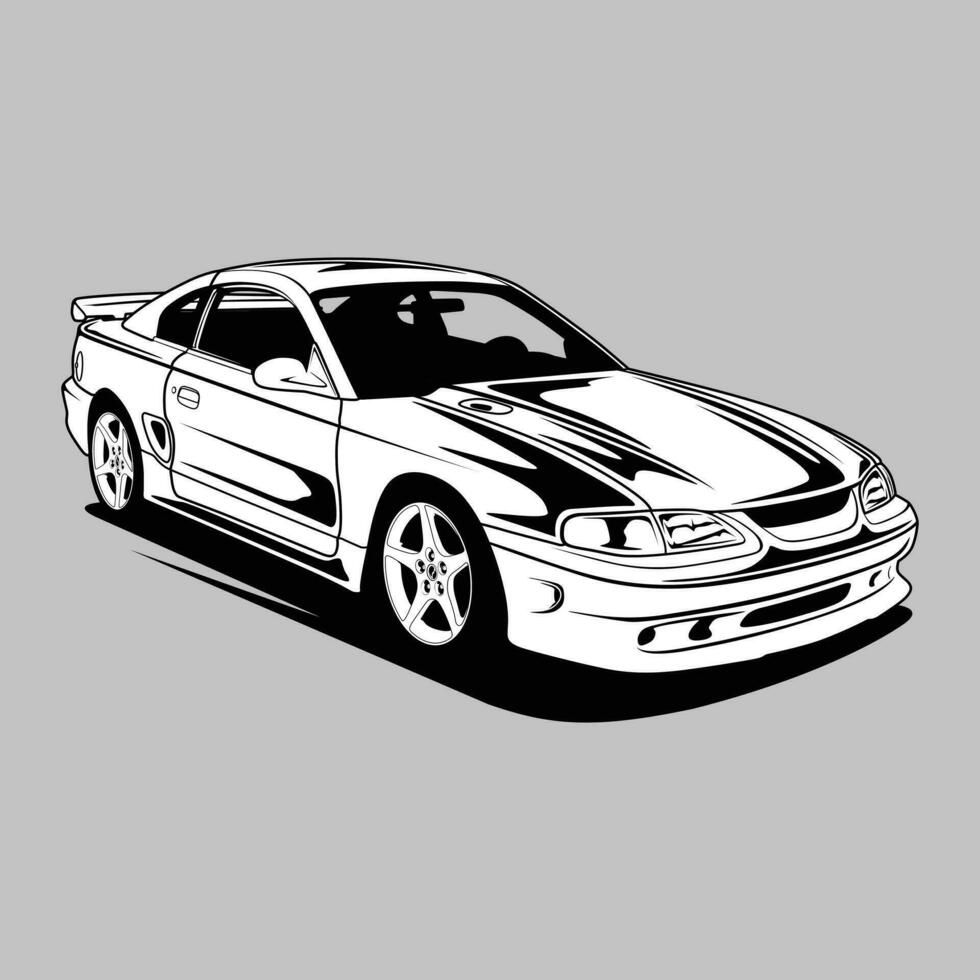 Saleen S351 Black and White view car vector illustration for conceptual design