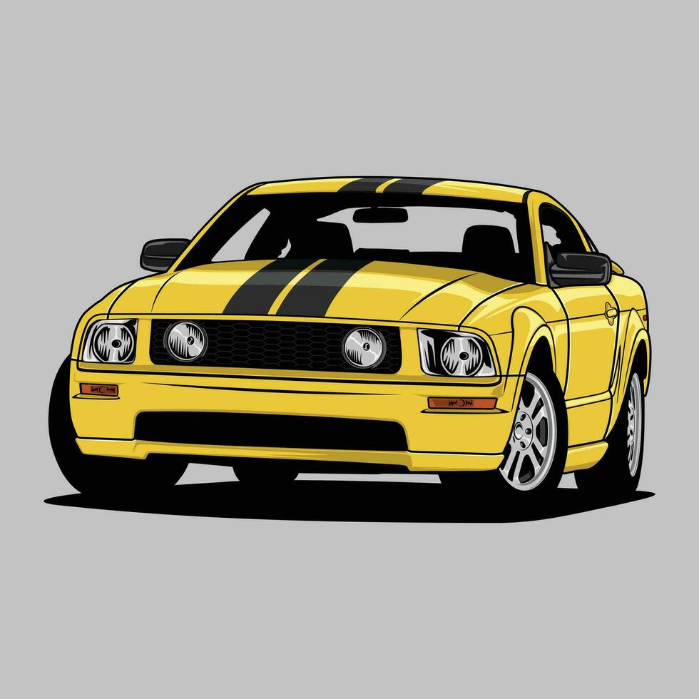 Mustang GT Perspective view car vector illustration for conceptual design