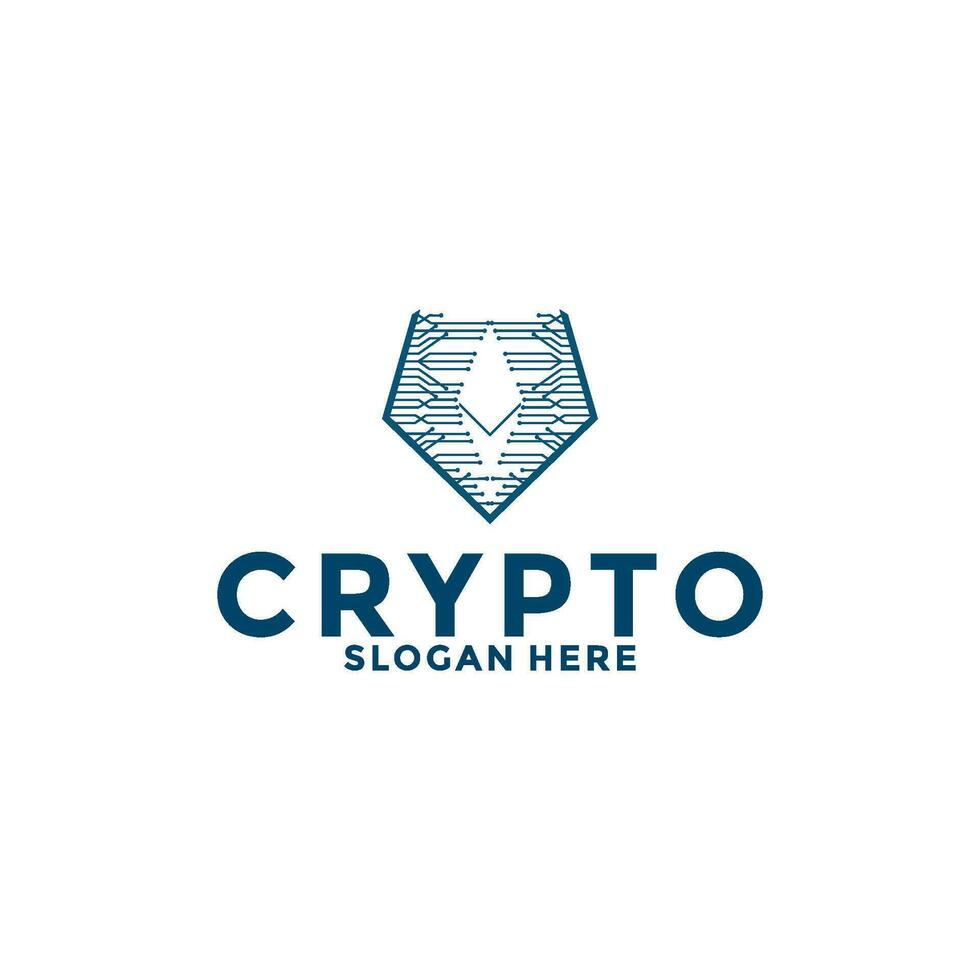 digital cripto moneda logo con blockchain tecnología. financiero tecnología o fintech logo modelo vector