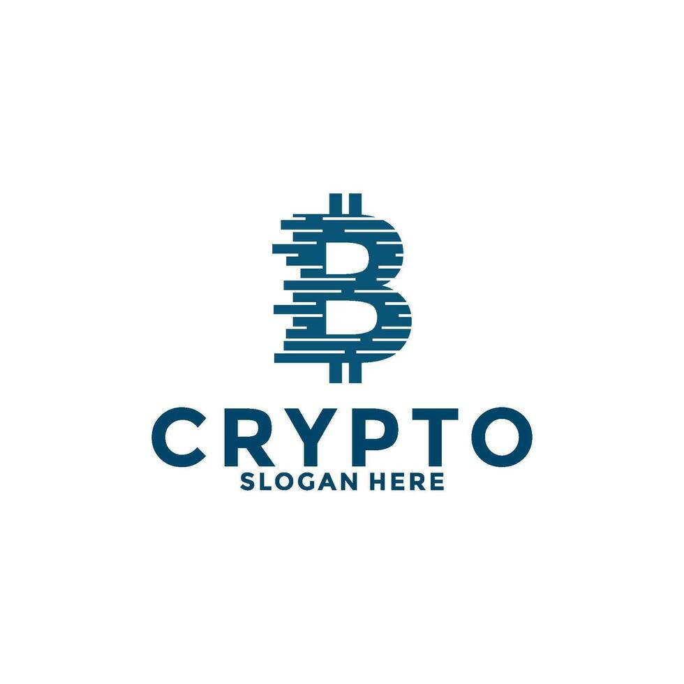 Digital Crypto currency logo with Blockchain technology. Financial technology or fintech logo template vector