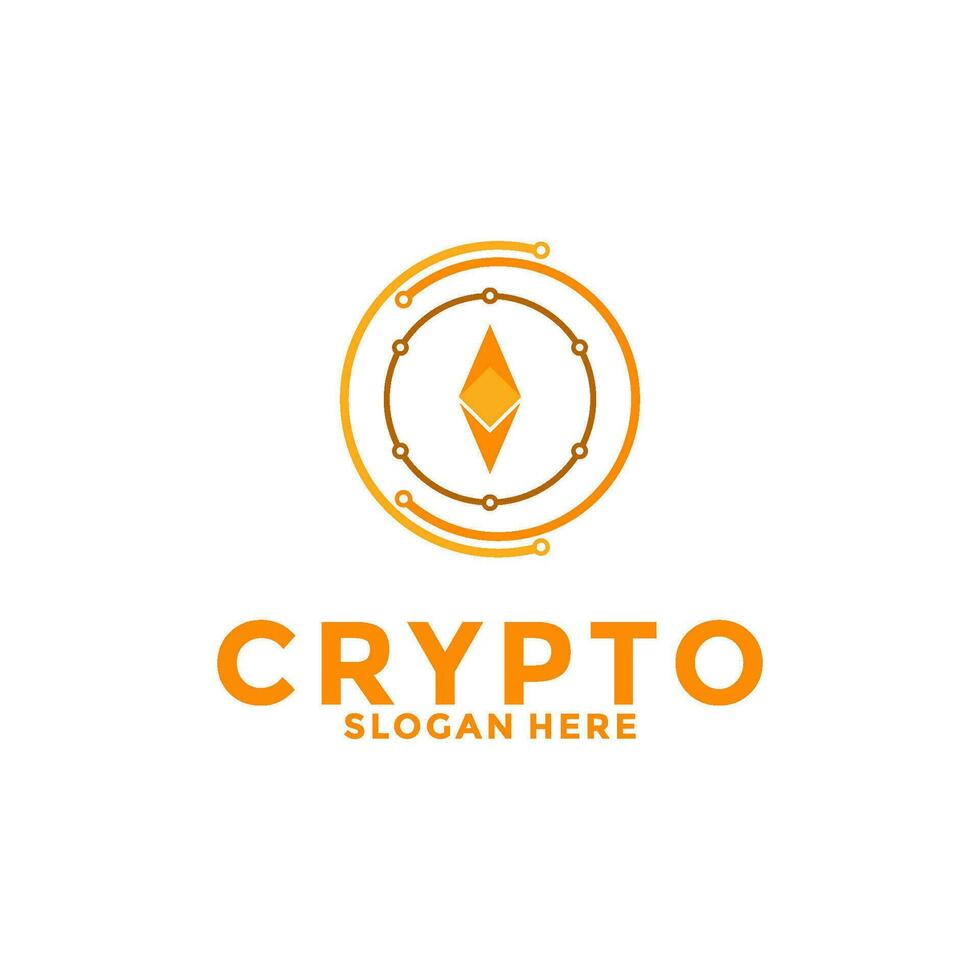 Digital Crypto currency logo with Blockchain technology. Financial technology or fintech logo template vector