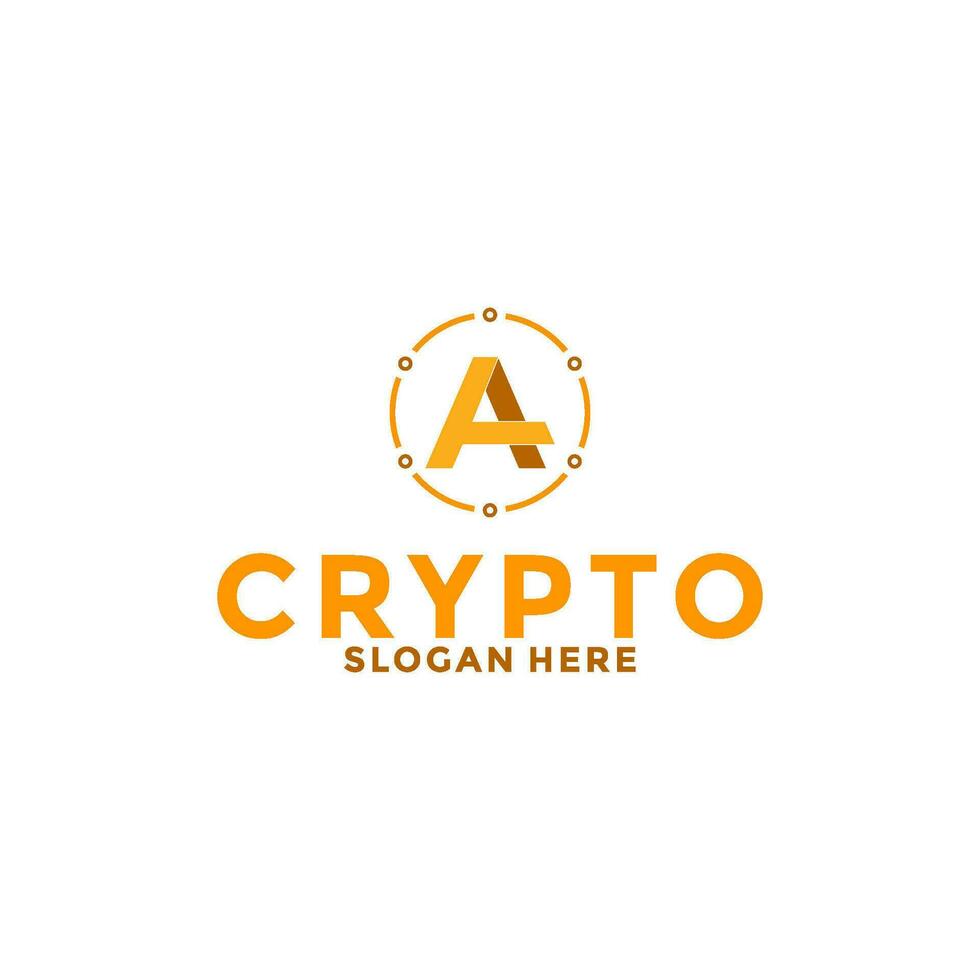 Letter TA or AT Digital Crypto currency logo with Blockchain technology. Financial technology or fintech logo template vector