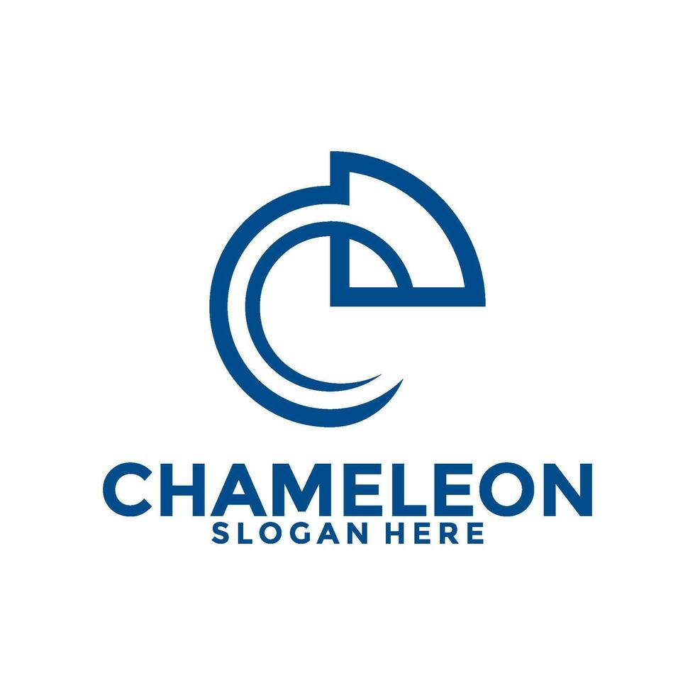 Chameleon logo vector, Abstract line Chameleon logo design template vector