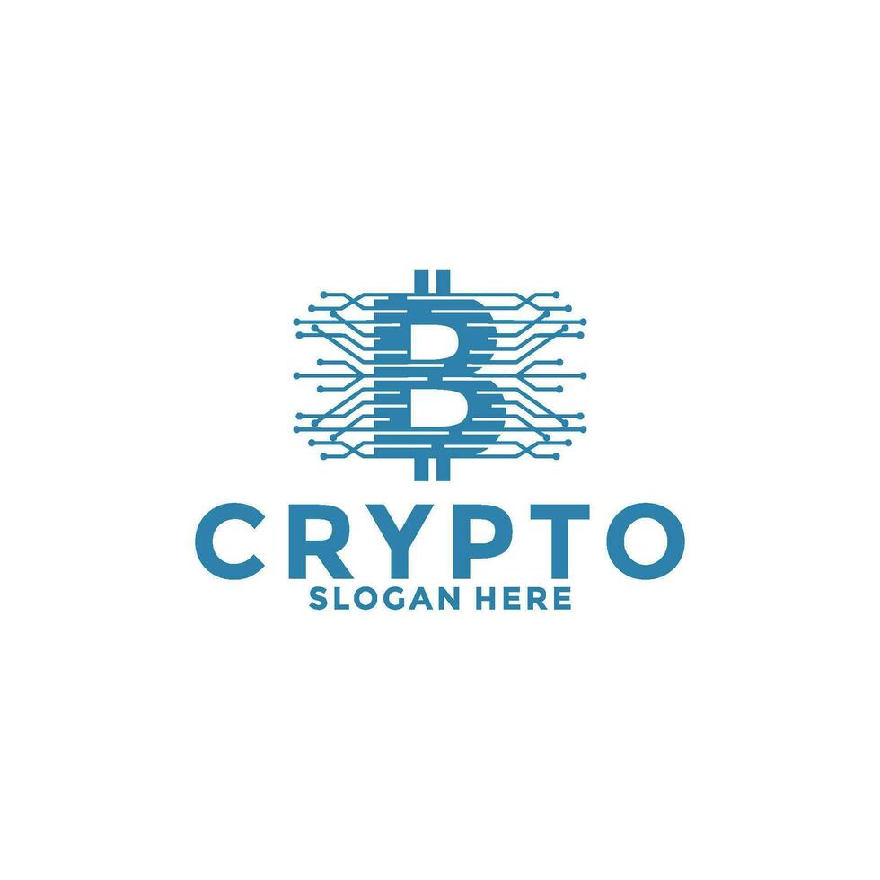 digital cripto moneda logo con blockchain tecnología. financiero tecnología o fintech logo modelo vector