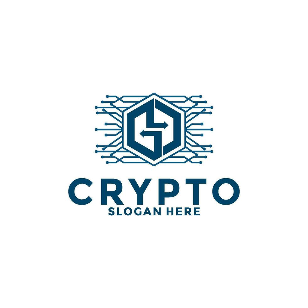 Letter GC Digital Crypto currency logo with Blockchain technology. Financial technology logo template vector