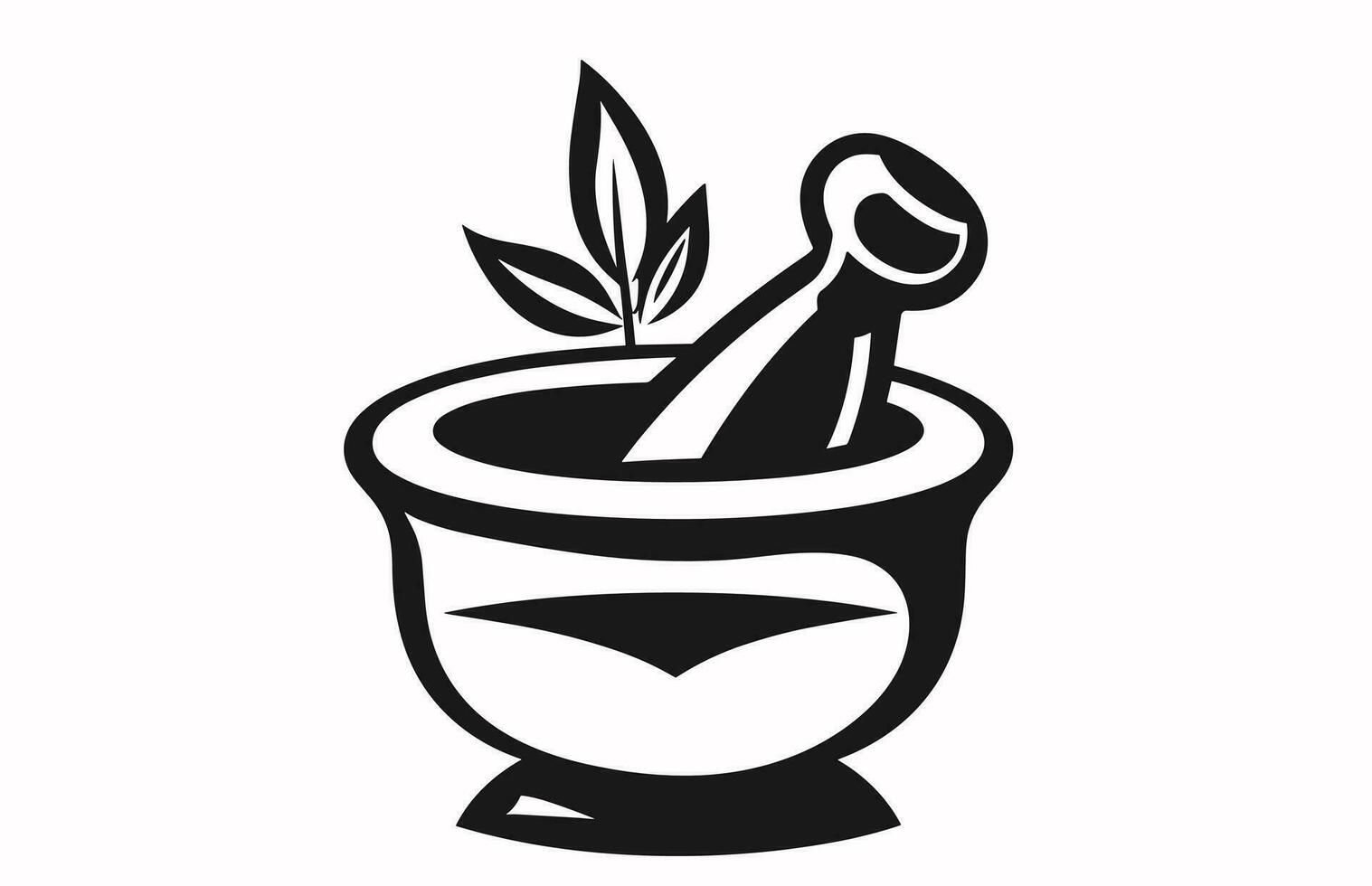 Pestle and mortar illustration vector logo,Illustration of mortar pestle simple icon logo for any design