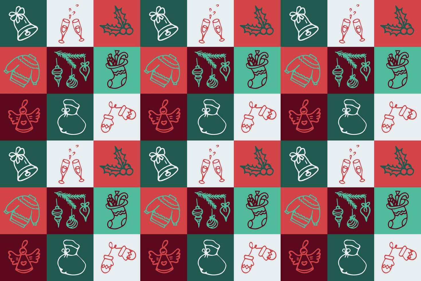 Seamless Christmas pattern in doodle style. Geometric Christmas pattern. Can be used for wallpaper, pattern fills, wrapper, textile, wrapping paper. vector