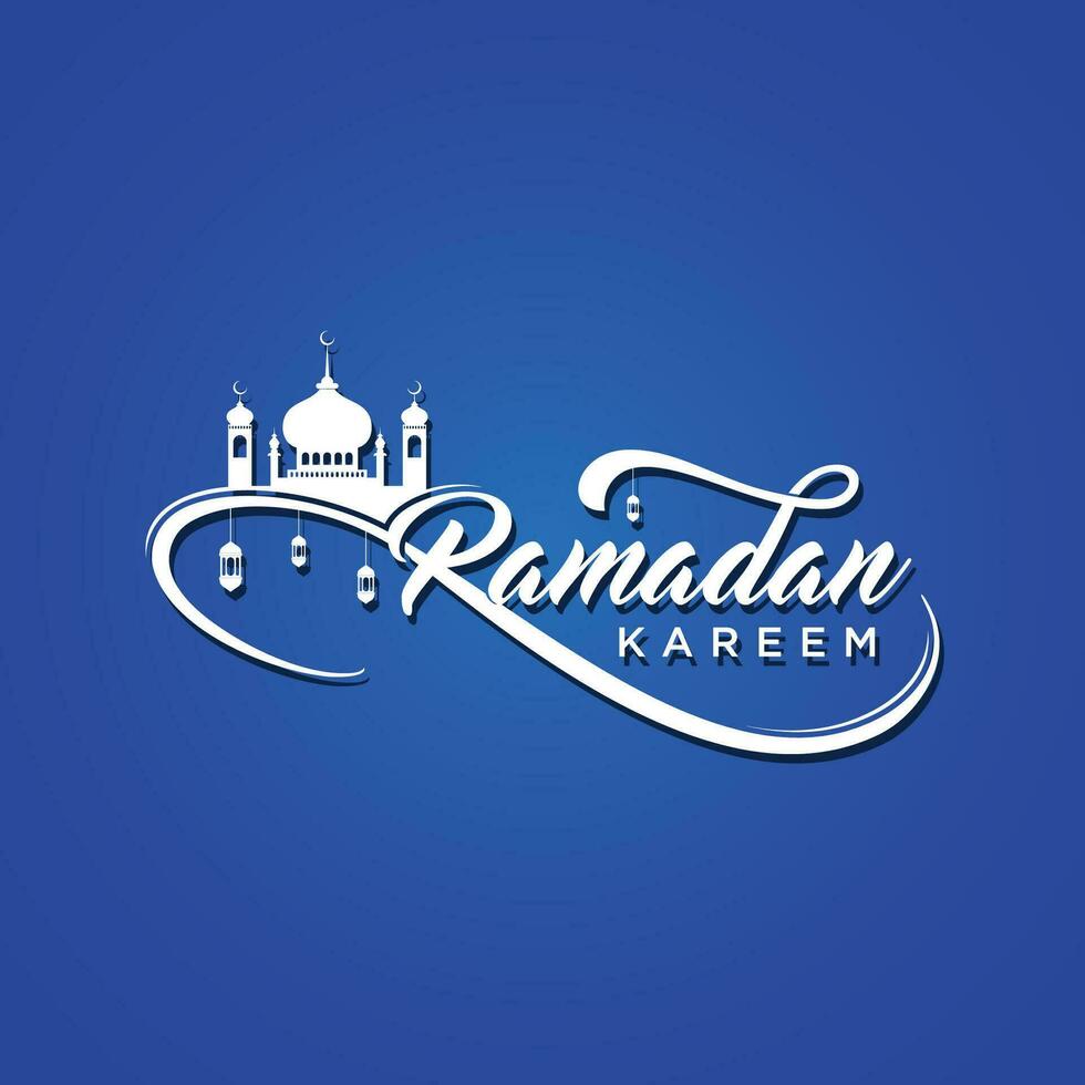 hermosa ramadhan kareem texto saludo tarjetas vector