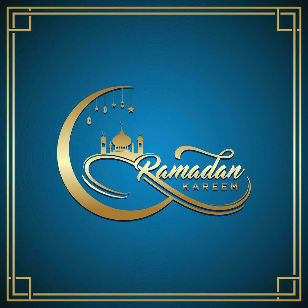 hermosa ramadhan kareem texto saludo tarjetas vector