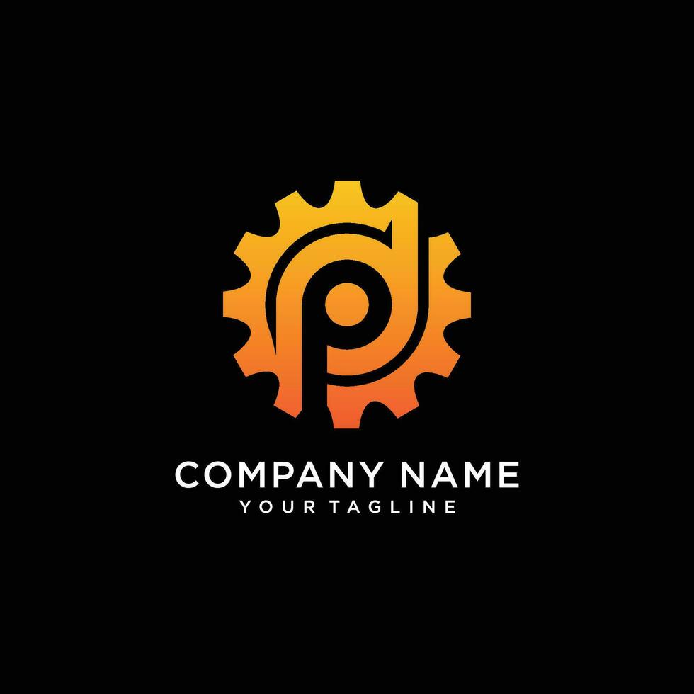 Initial DP gear logo template vector