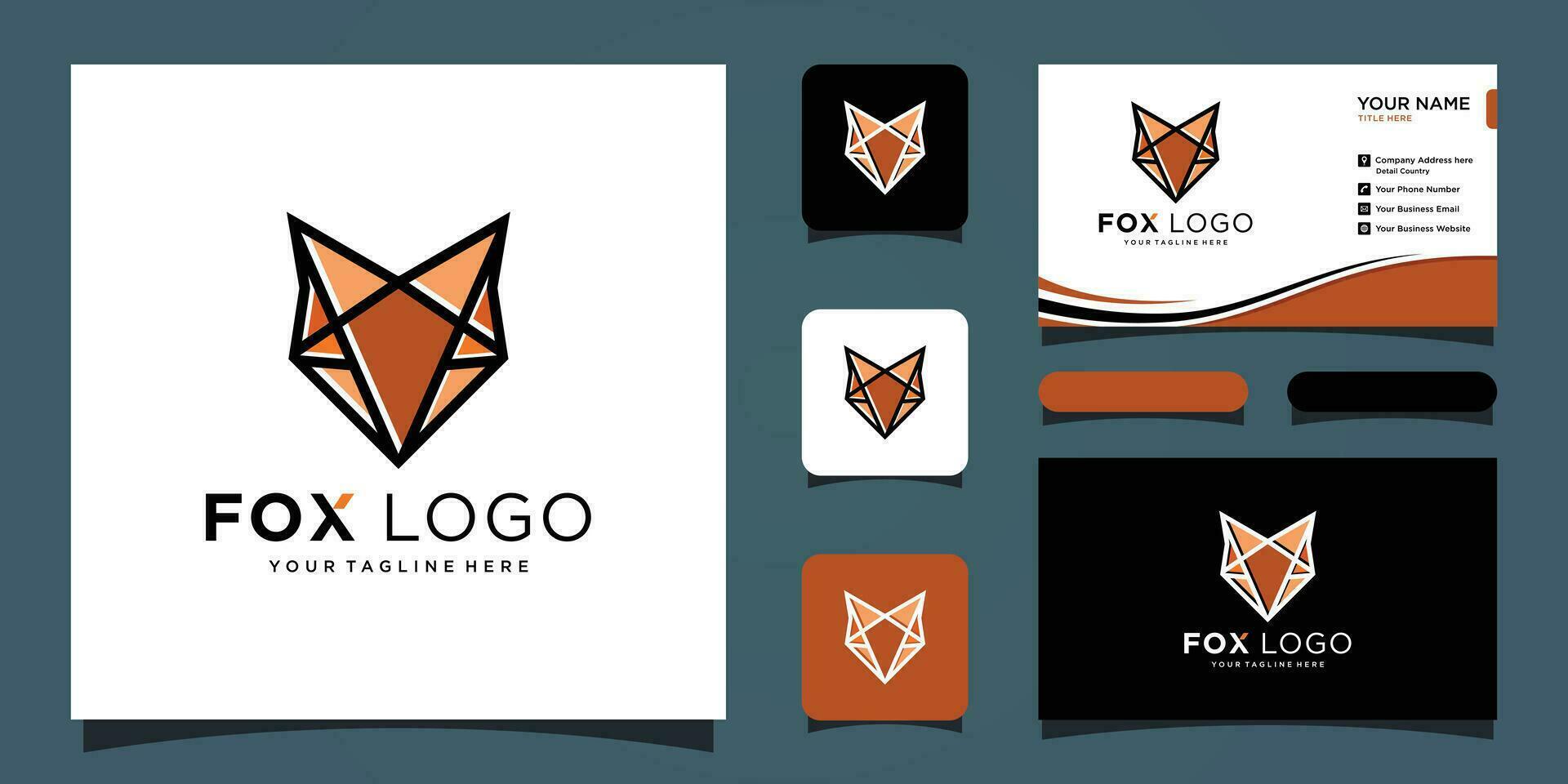 Fox creative logo vector, Fox icon, Fox Modern Geometric Logo Abstract shape of fox with business card design vector