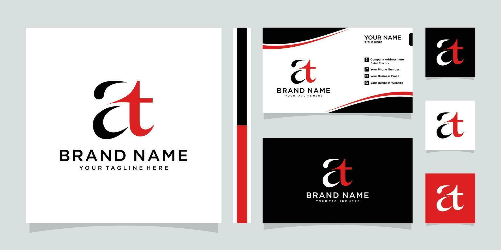 initial letter logo AT or TA, logo template designs with business card design. vector