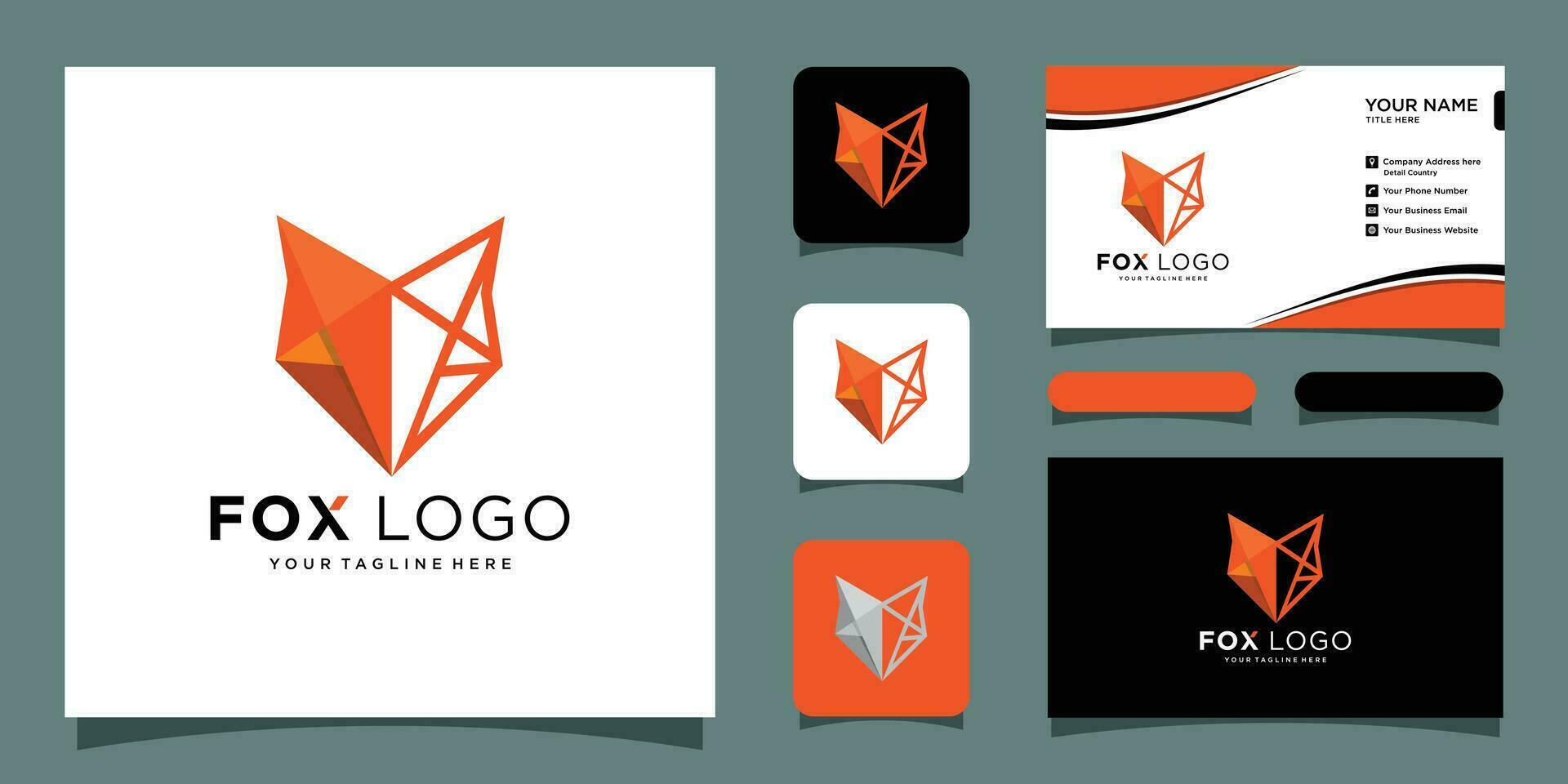 Fox creative logo vector, Fox icon, Fox Modern Geometric Logo Abstract shape of fox with business card design vector