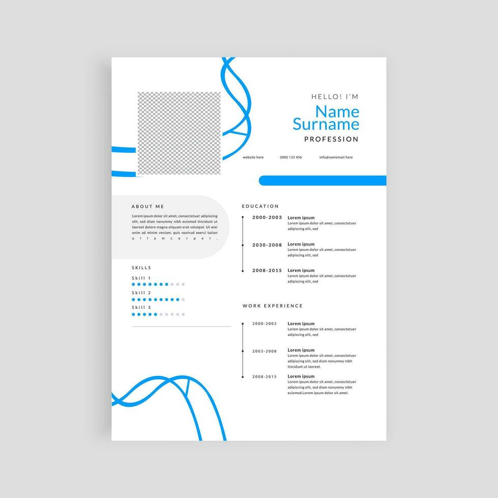 vector minimal blue CV design