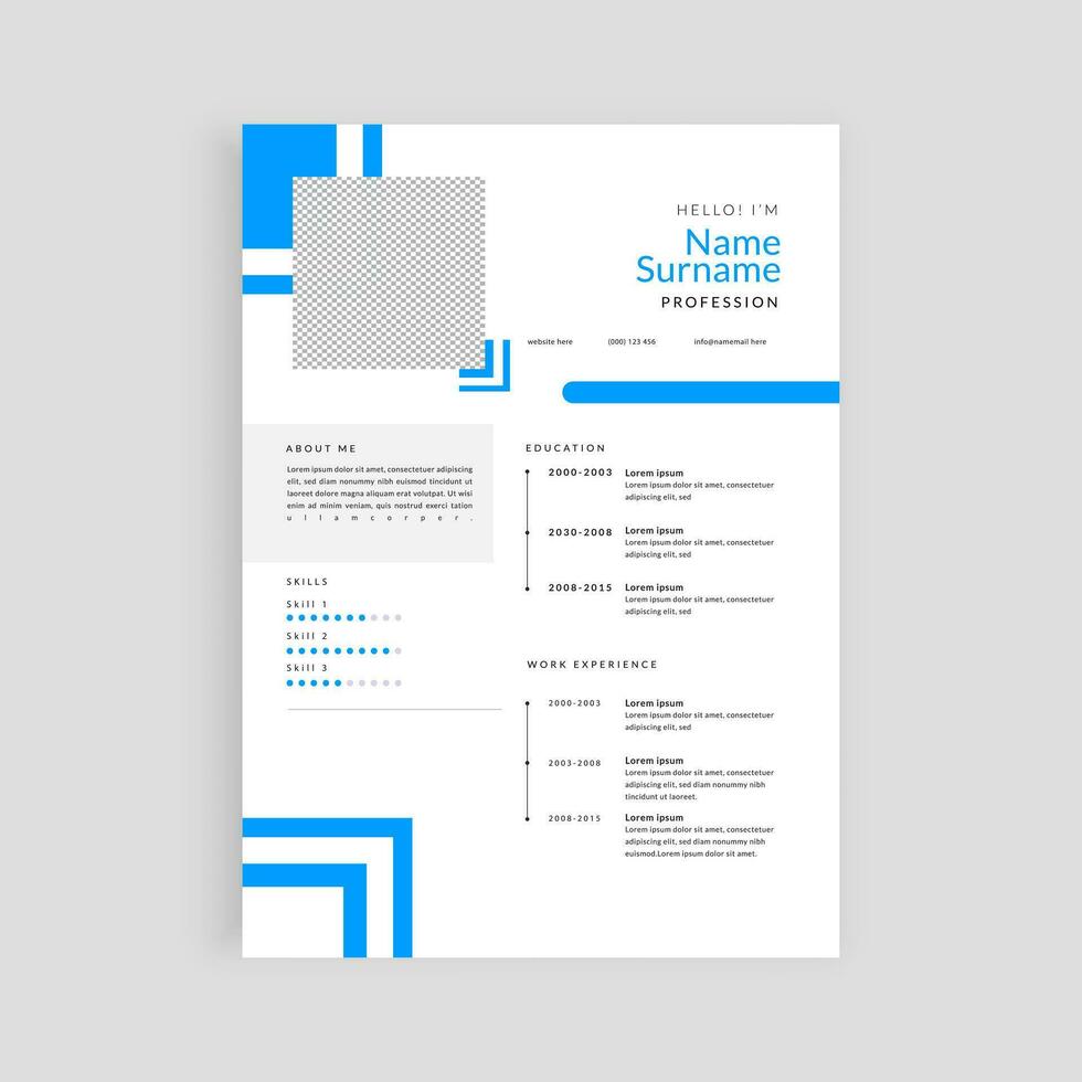 vector minimal blue CV design