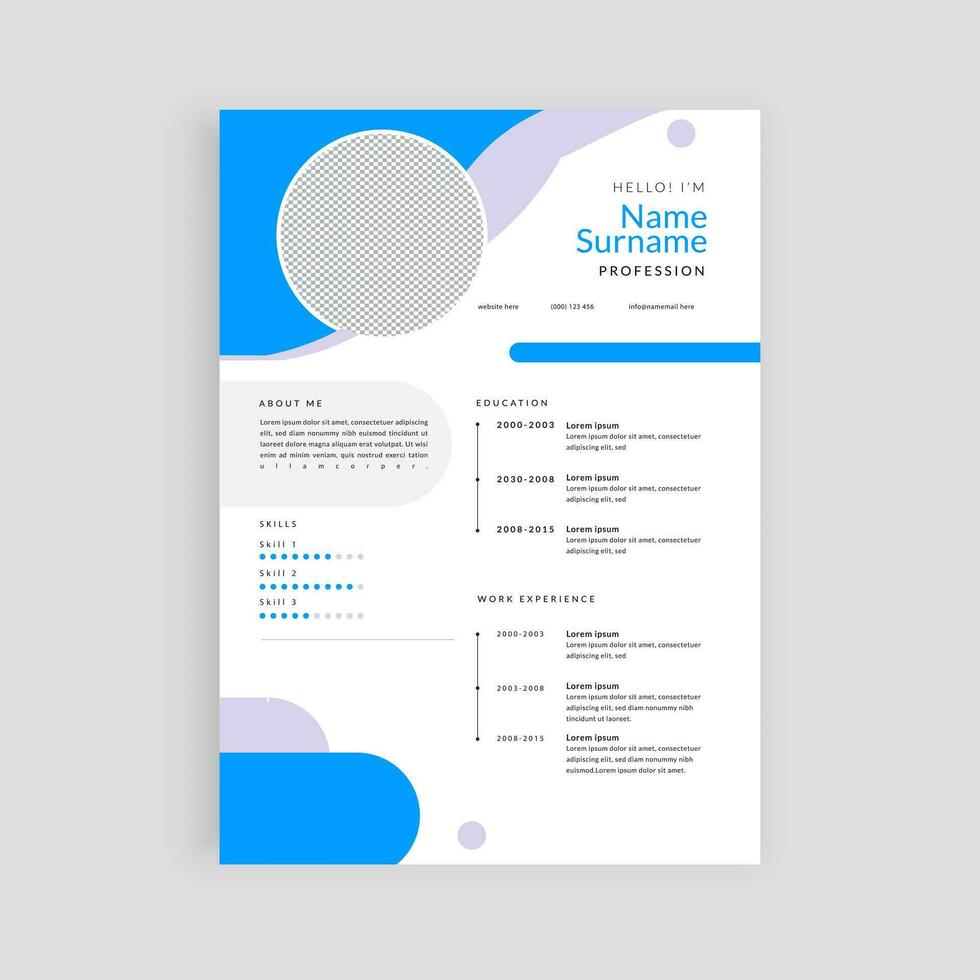 vector minimal blue CV design