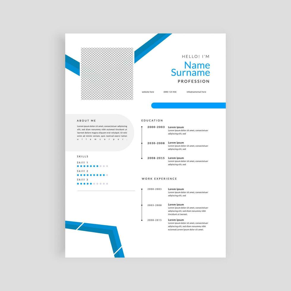 vector minimal blue CV design