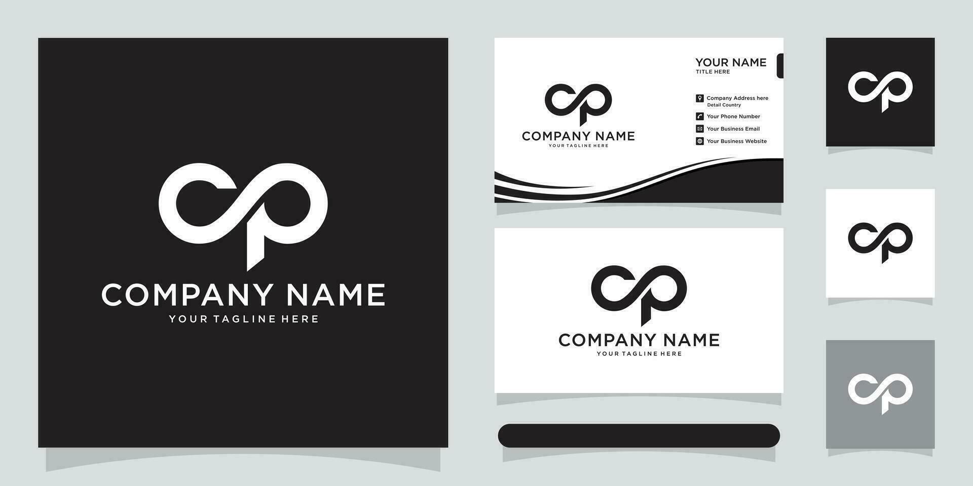 initial letter logo CP, PC, template logo design vector with business card design.