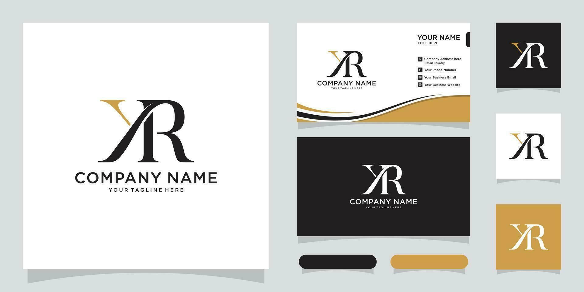 Initial Letter KR or RK typography logo design vector with business card design.