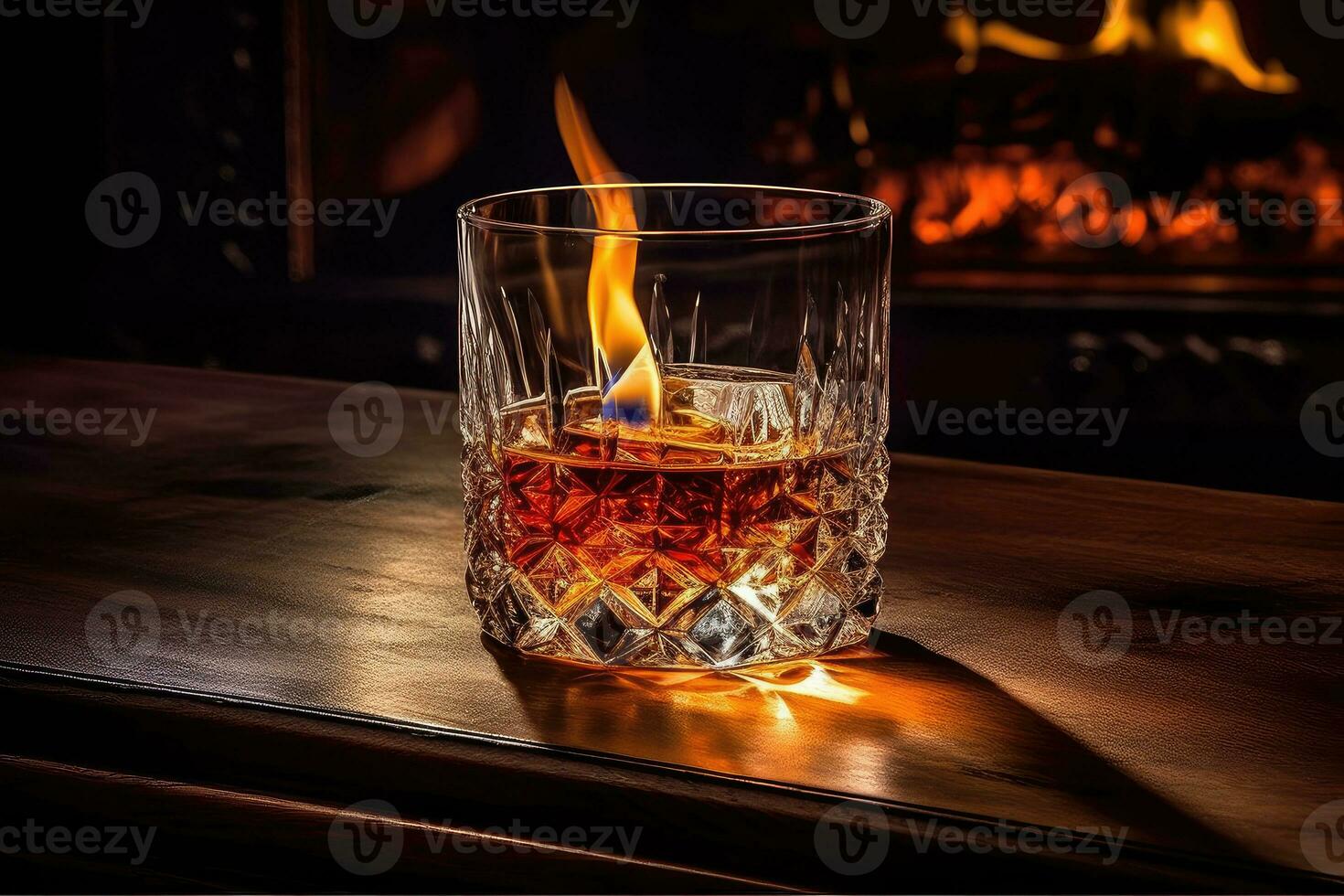 ai generado vaso de whisky con hielo en un antecedentes foto