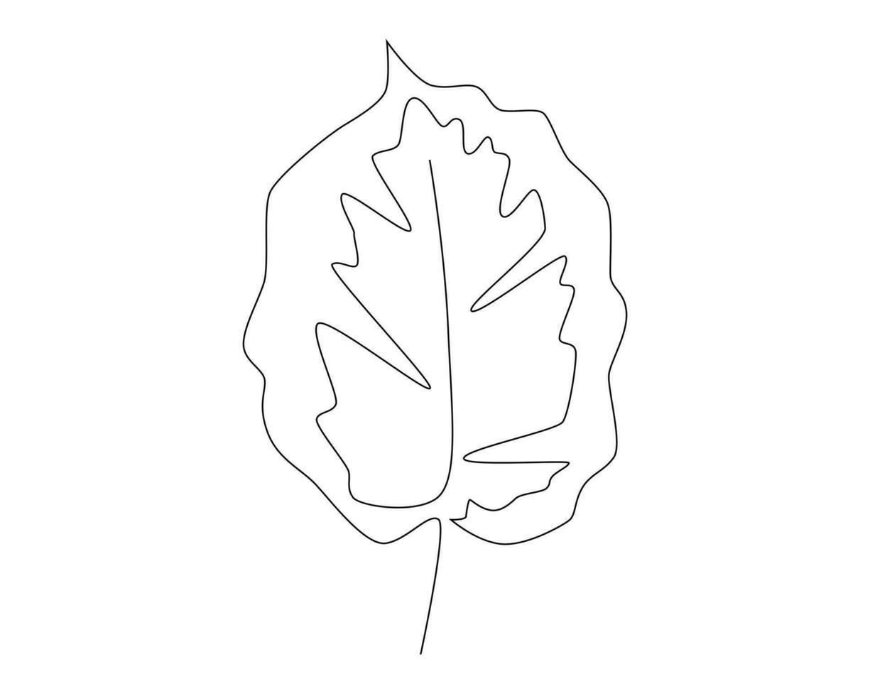 Continuous one simple single abstract line drawing of leaf icon vector illustration concept