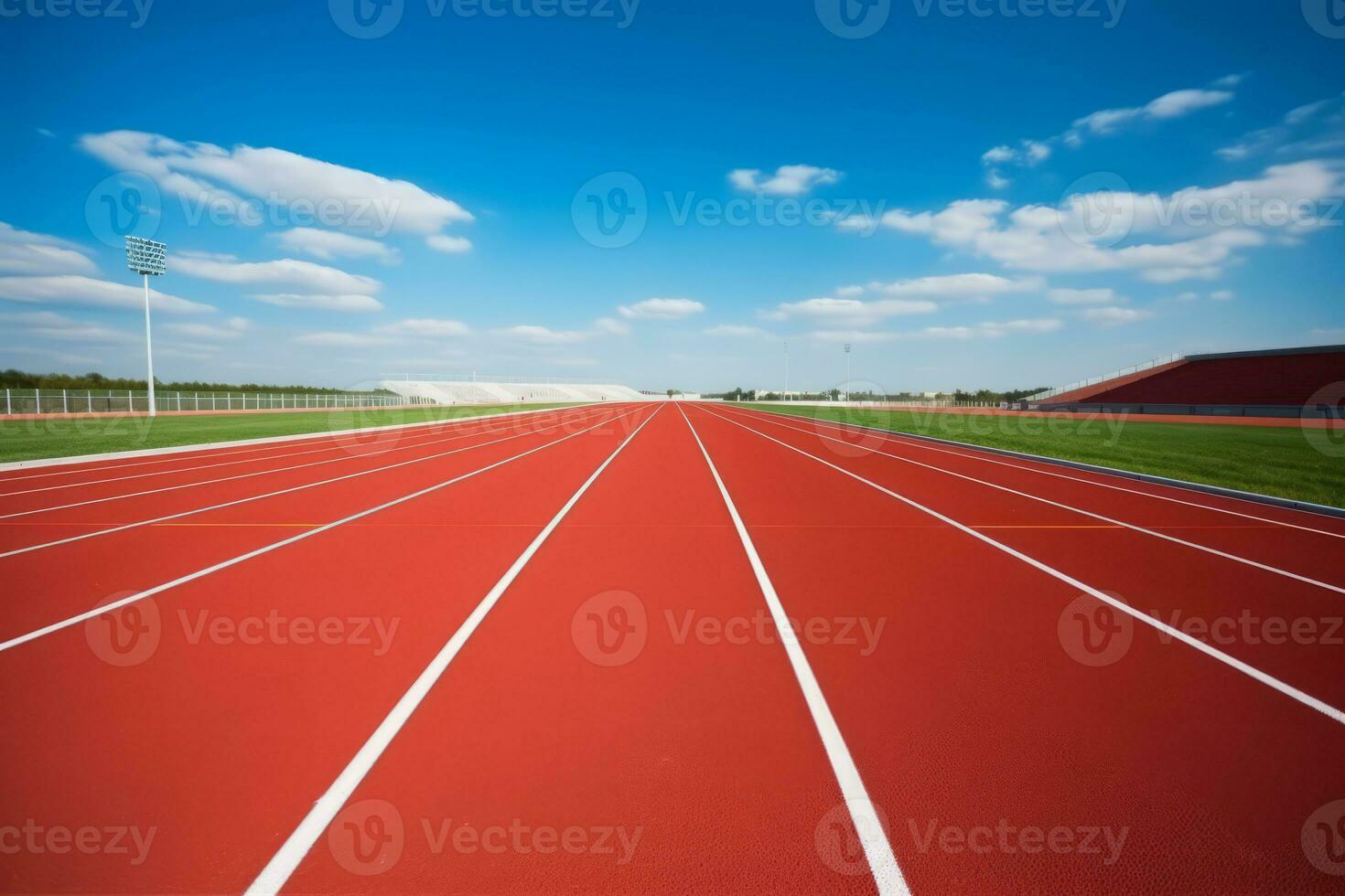 ai generado corriendo pista en el estadio. caucho revestimiento. suave superficie Listo para corredores generativo ai foto