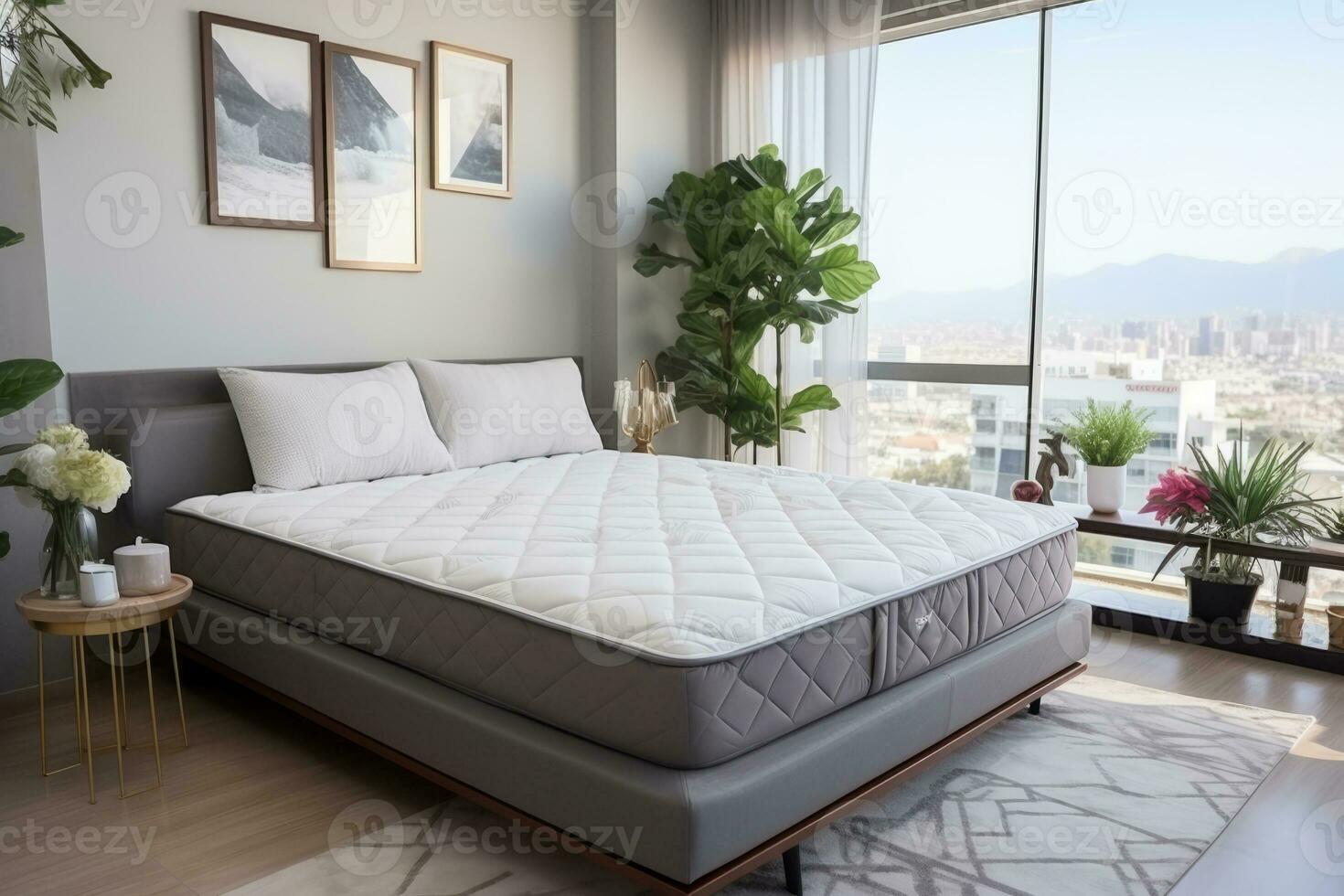 AI generated Blanket down comforter in luxury modern apartment. Generative AI photo