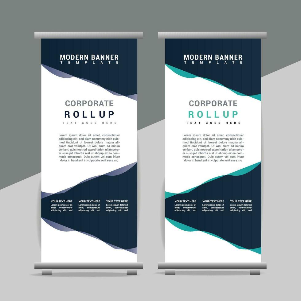 vector Roll up banner template with modern shapes